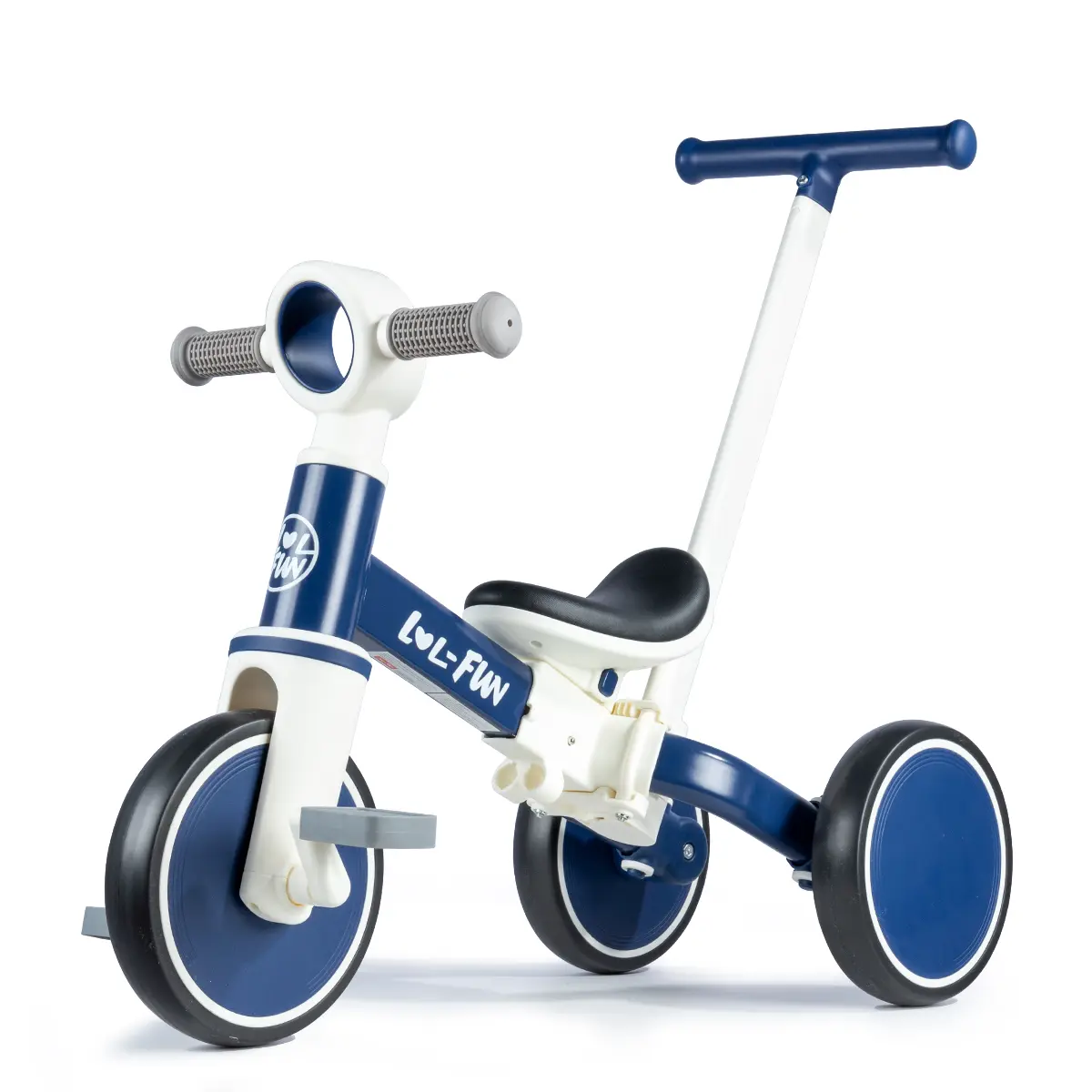 5-in-1 Toddler Tricycle with Parent Steering Push Handle, Durable Balance Bicycle for 1 Year Olds (First Birthday Gift), Non-Slip Ride on Wheels for Boys & Girls (Ages 1-4), Carbon Steel