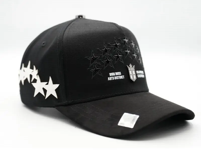 Big Boss District Hat Unisex Black Baseball Cap with Star Design and ARTS DISTRICT Logo Unique Stand Out Style