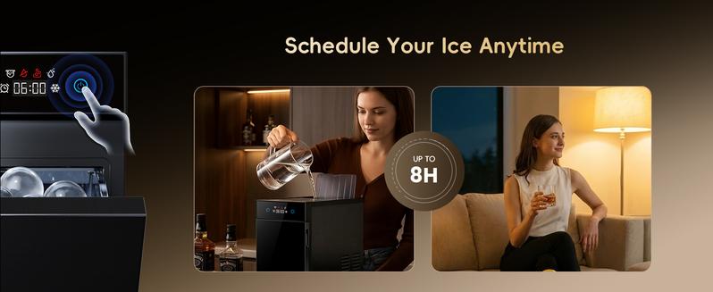 ecozy 2.1 Inch Clear Ice Ball Maker with CrystalFlux Technology, Small Footprint Sphere Ice Maker with 8H Timer, 1 pcs in 30 Mins, 48 pcs/Day, Self-Cleaning, Automatic Ice Ball Maker for Home Bar Whiskey & Bourbon