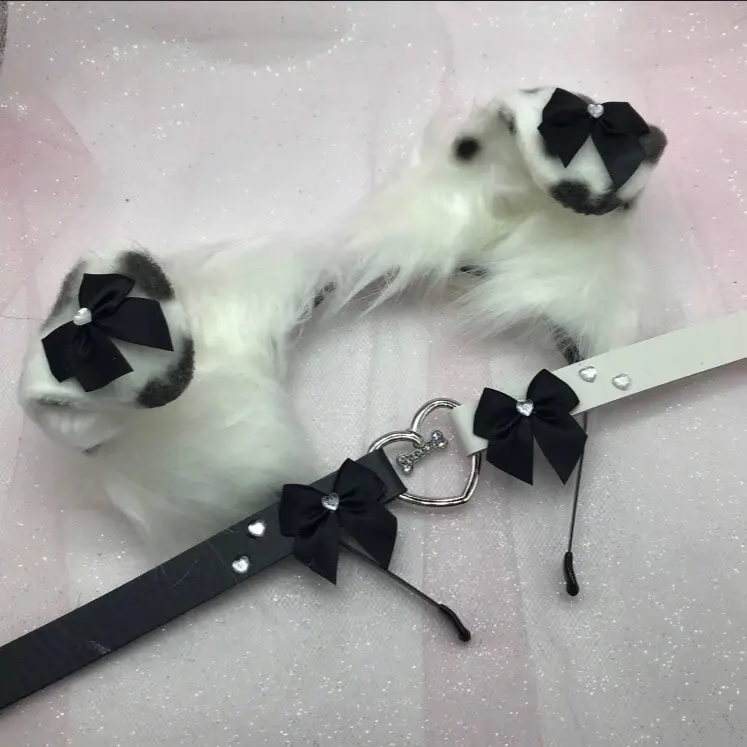 Dalmatian black white ear matching necklace headband halloween costume