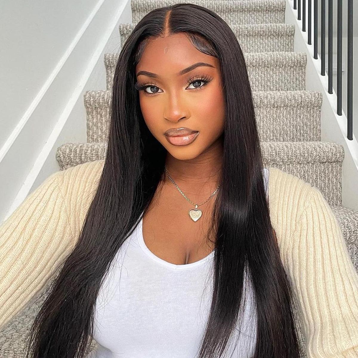 FORGIRL FOREVER 9x6 Wear Go Glueless Wig Ready to Wear Straight Wig Pre-Cut HD Lace Wig 180% Pre-Plucked Human Hair Lace Front Closure Wig