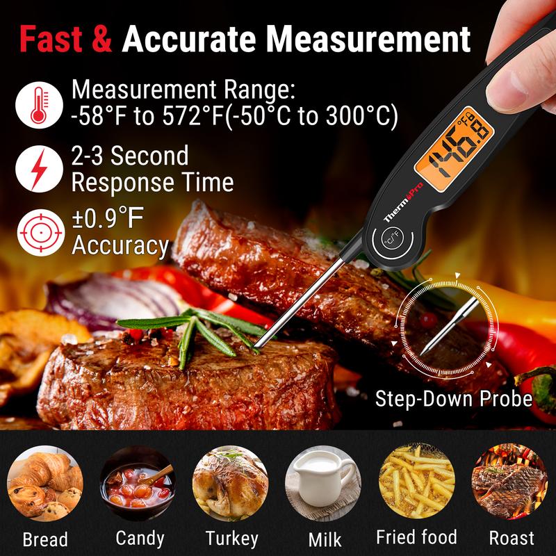 【Holiday Haul】TP904 Wireless Meat Thermometer - 2 Probes, 450ft Range&TP605 Instant Read Meat Thermometer