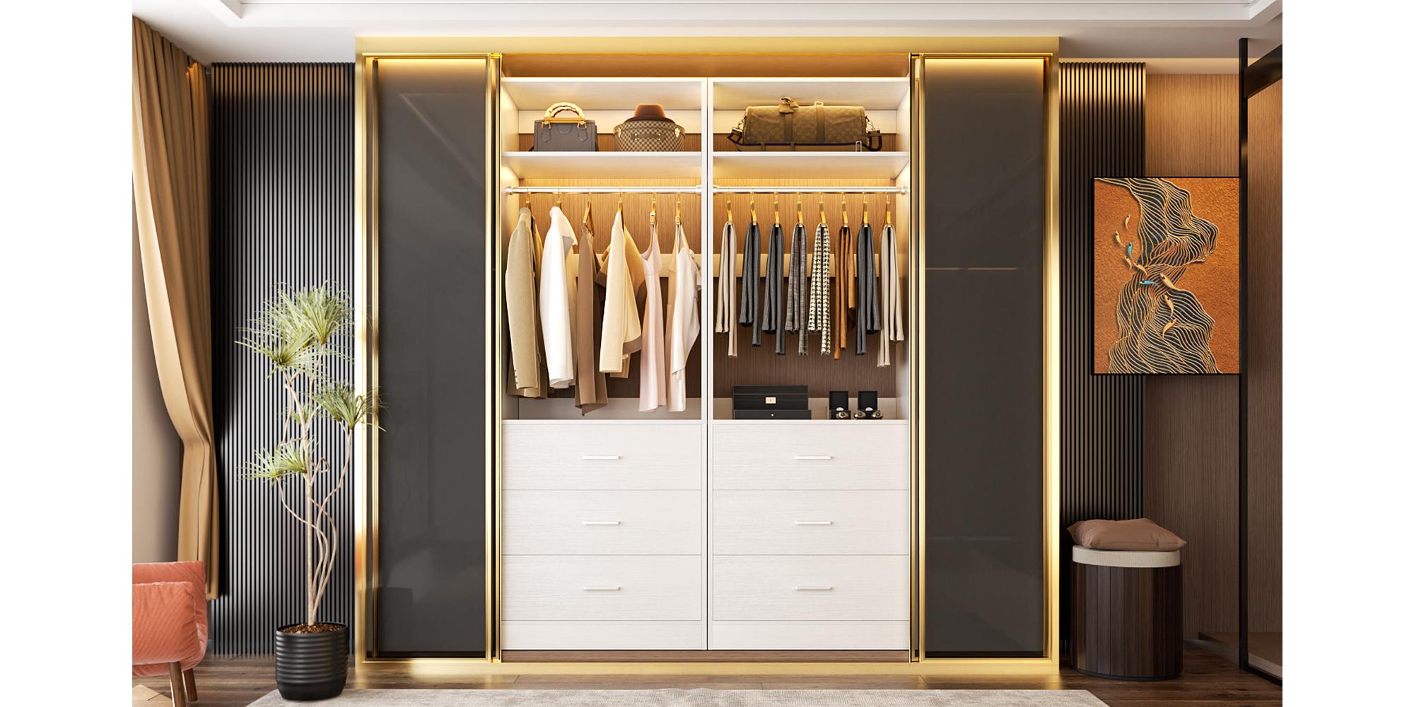 24" W Freestanding Closet Sytem with 3 Wooden Drawers and Hanging Rod, Sturdy 2FT Walk-in Closet Organizer System Wardrobe with Storage Shelves 24" W Freestanding Closet Sytem with 3 Wooden Drawers and Hanging Rod, Sturdy 2FT Walk-in Closet Organizer System Wardrobe with Storage Shelves