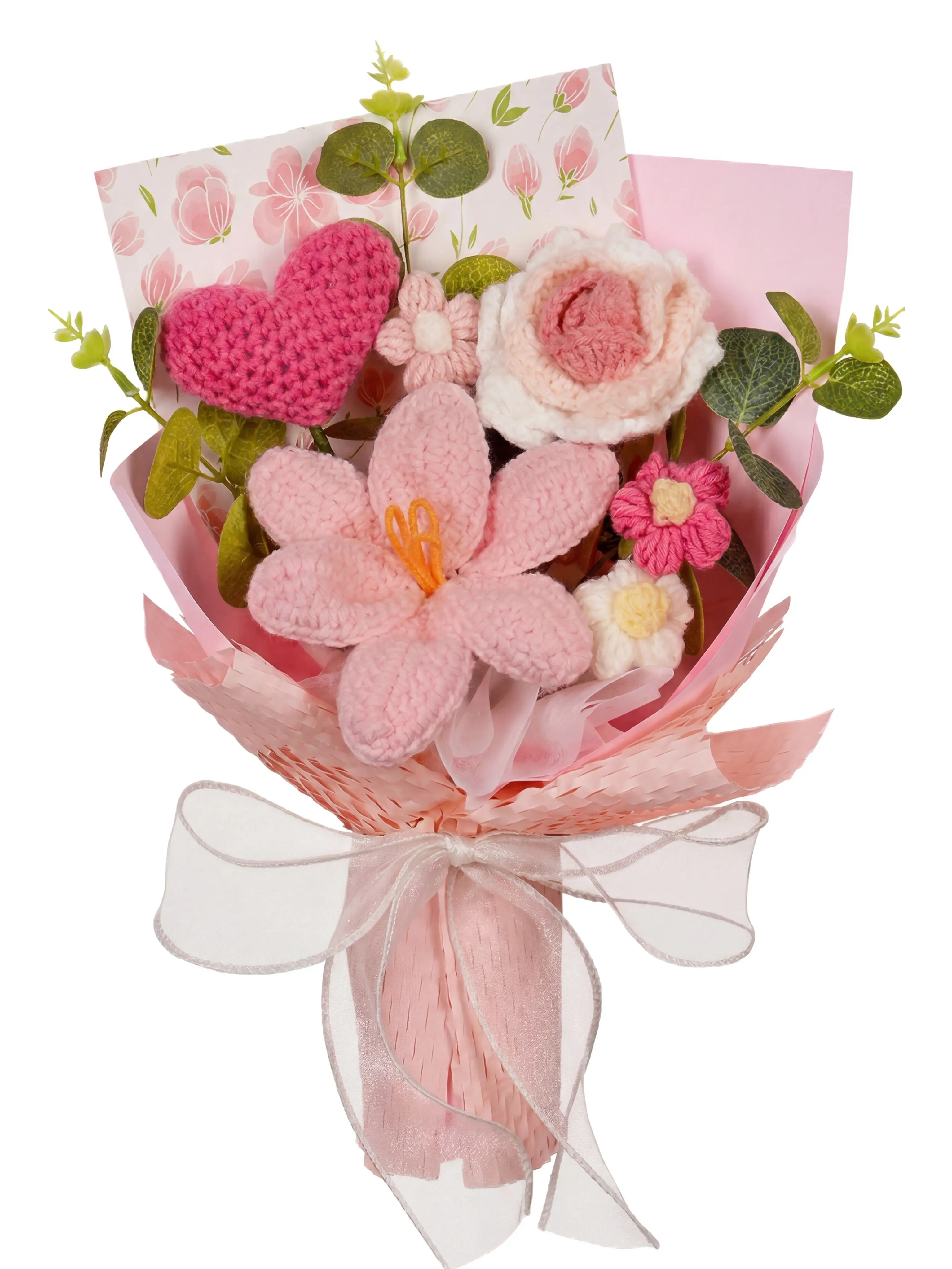 Hand-Knitted Artificial Yarn Tulip Bouquet - Floral Decor for Home, Back to School & Black Friday Gifts (Pink, Purple, Light Blue; For Girlfriends)，Back-to-school gift