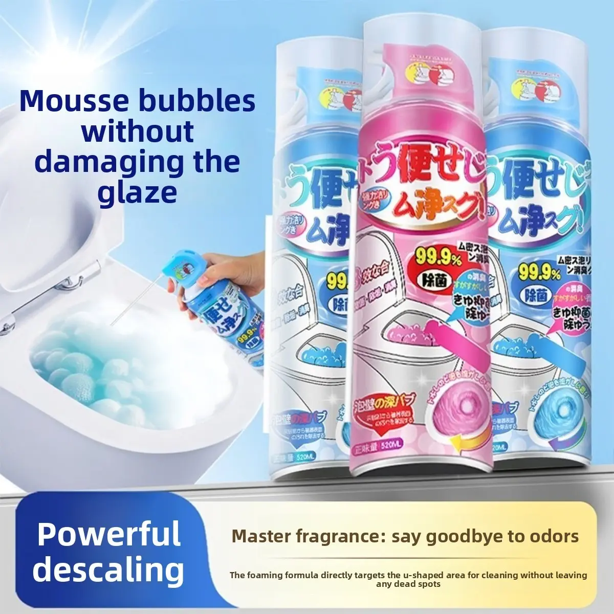 Cloud Foam Household Toilet Cleaner - Natural Peach Mousse Stain Remover, Bactericide Descaling Deodorizing Bathroom Cleaner, 500-1000ml Long-Lasting Freshness