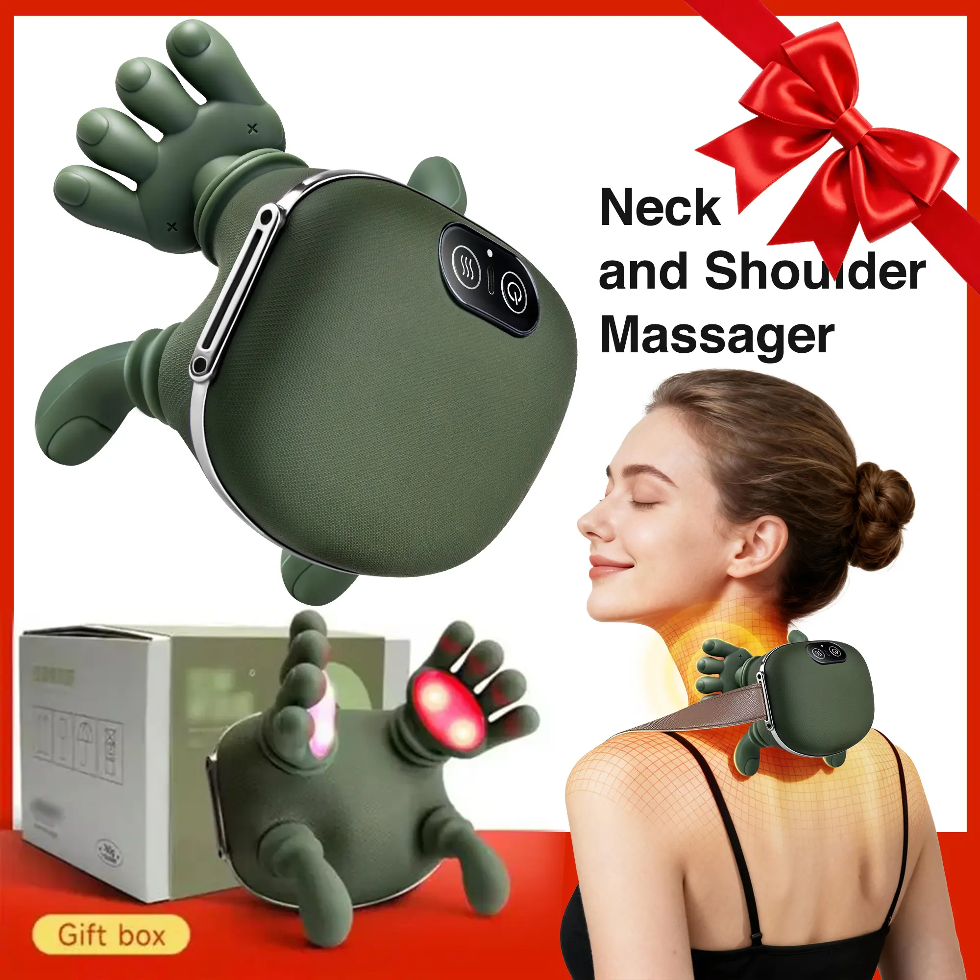 Wireless Neck-Shoulder Massager with Heat, 3D Shiatsu Kneading Device for Deep Tissue Pain Relief, Portable Personal Care Appliance, Relaxing Gifts for Adults, Lightweight, Portable Shiatsu, Womens Gifts, Gifts For Boyfriend
