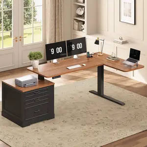 SEDETA Farmhouse L Shaped Electric Standing Desk, 70.9" x 39.4" Height Adjustable Office Executive Desk with 3 Drawers, Standing Computer Desks with Power Outlet for Home Office SEDETA Farmhouse L Shaped Electric Standing Desk, 70.9" x 39.4" Height Adjustable Office Executive Desk with 3 Drawers, Standing Computer Desks with Power Outlet for Home Office