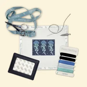 Happy Stitching - Float On Needlepoint Card Wallet Kit - Self Finishing Needlepoint Craft Kit
