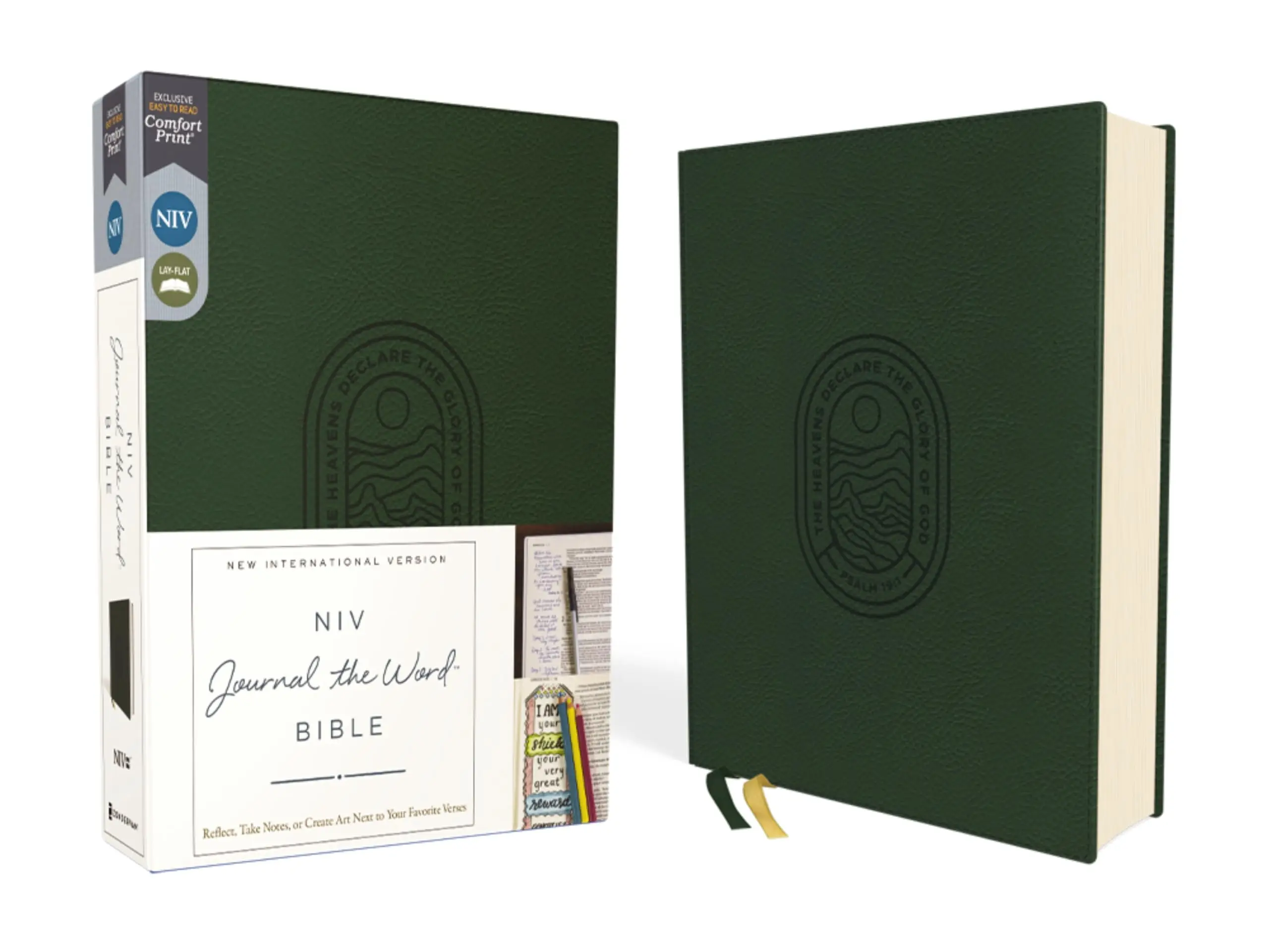 Niv, Journal the Word Bible (Perfect for Note-Taking), Leathersoft, Green, Red Letter, Comfort Print: Reflect, Take Notes, or Create Art Next to Your -- Zondervan - Bible