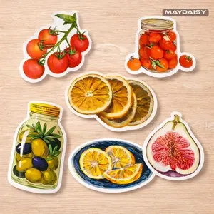 Tomato And Lemon Stickers books Set (3PCS), Mediterranean Style, Fruit Stickers For Funk Journal, Laptop