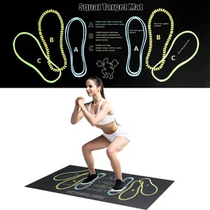 Squat Mat with Foot Position,Large Squat Target Pad 30'' X 13.8'',4mm Thickness Squat Mat Foot Positioning, Exercise Mat for Squats, Leg and Abdominal Workouts
