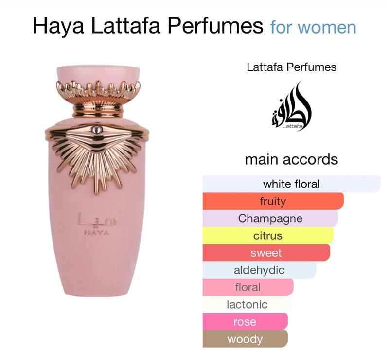 Lattafa Perfumes | Haya | Womens Fragrance | 3.4 oz (100ml) | Pink Champagne - Gardenia & Amber
