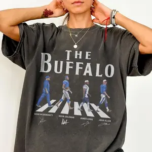Comfort Color Buffalo Walking Road Signatures Football Shirt, Josh Allen Gift For Fan Football Unisex