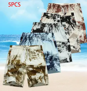 Men’s Summer Printed Beach Bermuda Shorts, 5-Pack – Loose Fit, Comfortable Casual Outdoor Wear