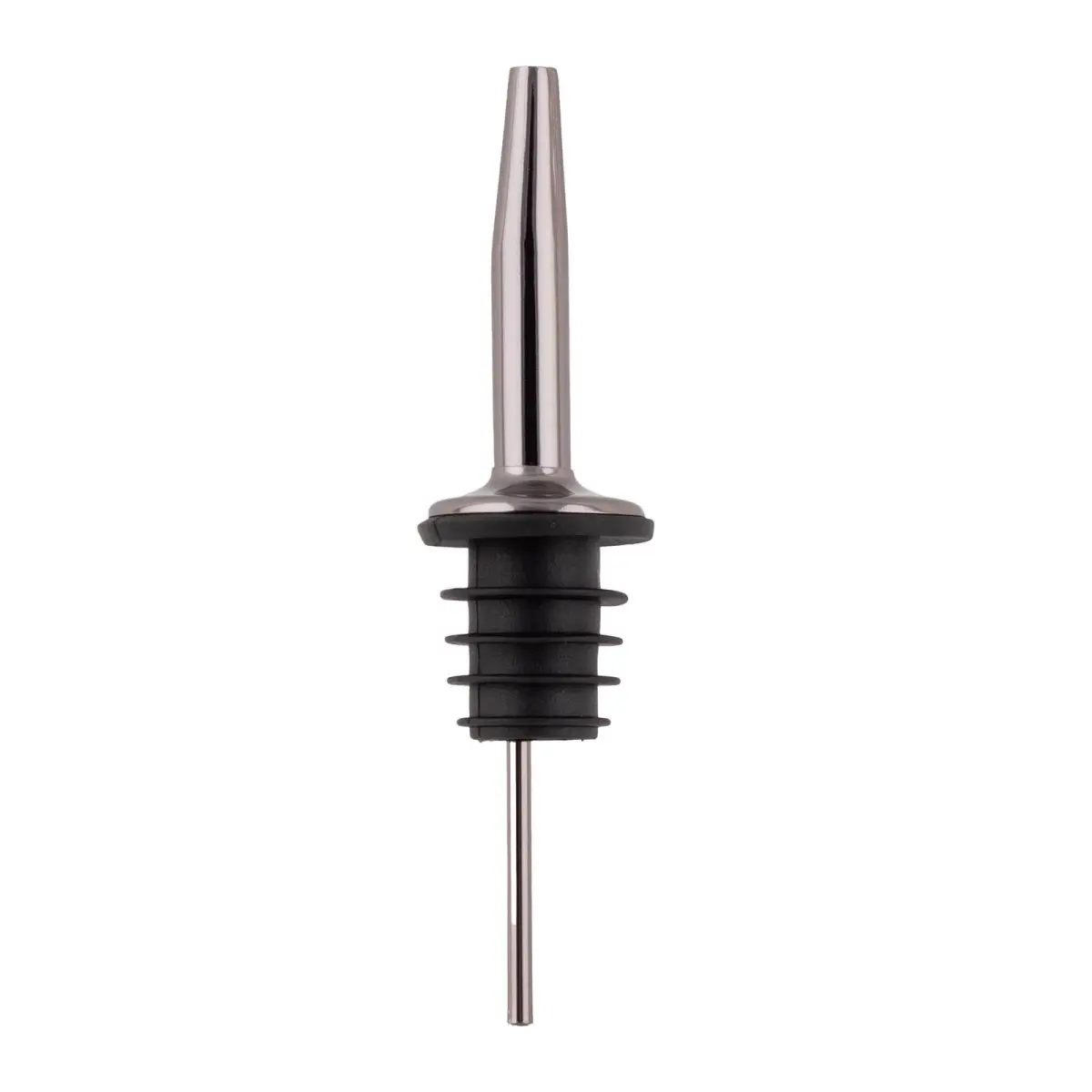 BarConic® Sturdy Gunmetal Finish Stainless Steel Bottle Pourer - Bar Utensil with Tapered Design, Rubber Cork Compatibility, Free-Flow Speed for Efficient Pouring