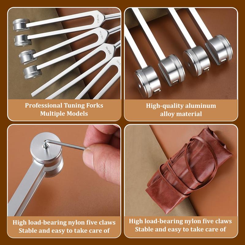 Resonance Sound Healing Tuning Fork Set – 128Hz, 136.1Hz, 256Hz, 384Hz with Activator – Sound Therapy for Stress Relief, Deep Relaxation & Chakra Balancing