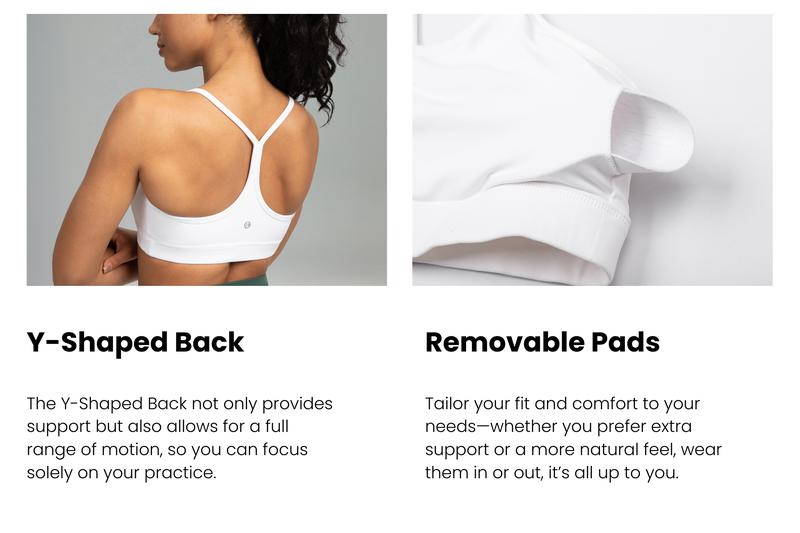Colorfulkoala Dreamlux Y-Back Sports Bra with Removable Cups, Light Support, A–C Cups