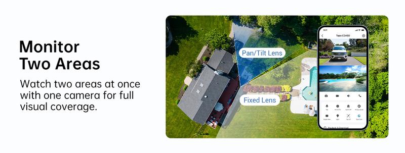 TP-Link & Tapo C246D(2-Pack) 2K 3MP Dual Lens Pan/Tilt Indoor/Outdoor Security Cameras with AI Detection, 360° Pan, Free Person/Vehicle Detection, SD/Cloud Storage, Works with Alexa & Google Home