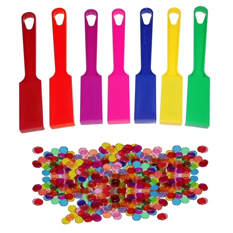 7 Piece Bingo Game Wand Set with 100 Random Color Discs, Perfect for Large Group Games, Family Game Night, Party Games, Party Table Game, Family Fun Game, Durable