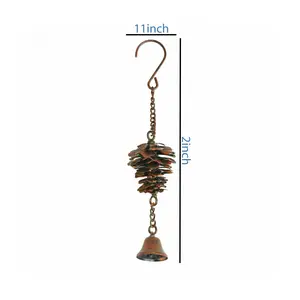 Vintage Pine Cone-Shaped Hanging Rain Bell, Garden and Patio Home Decoration, Wrought Iron Pine Cone Pendant, Spring and Summer Decoration.