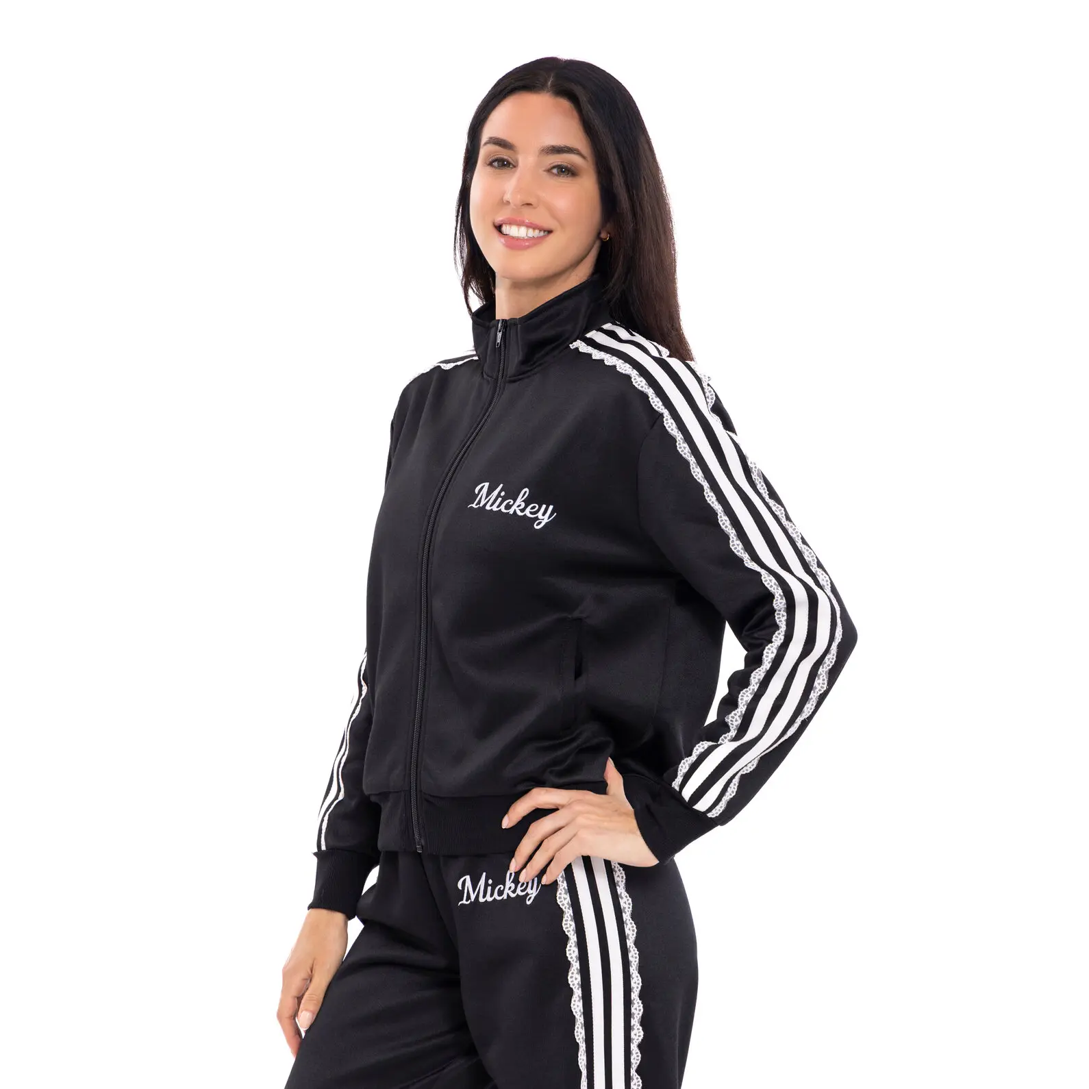 Disney Mickey Mouse Kids' Unisex Long Sleeve Bomber Track Jacket - Full-Zip Zipper Sportswear, High-Contrast White Graphics, Retro Design, Scalloped Contrast Taping, Sporty Chic Casual Coat, 2XL, Holidays/Birthday Gift