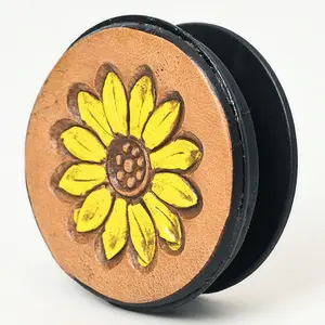 American Darling Hand Tooled Painted Sunflower Pop Phone Grip Stand Holder