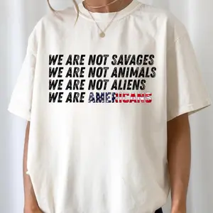 Bunny Speech at Grammy 2026 Anti ICE We are not savages Tee Shirt, Not animals not aliens We are Americans Sweatshirt