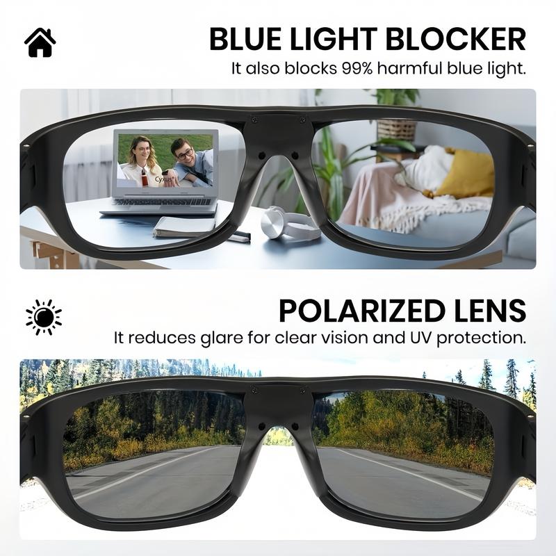 Paleshy Smart-Tint Sunglasses | Oversized Square Frame | 2-in-1 Day & Night | Polarized UV400 | Trendy Unisex Accessory