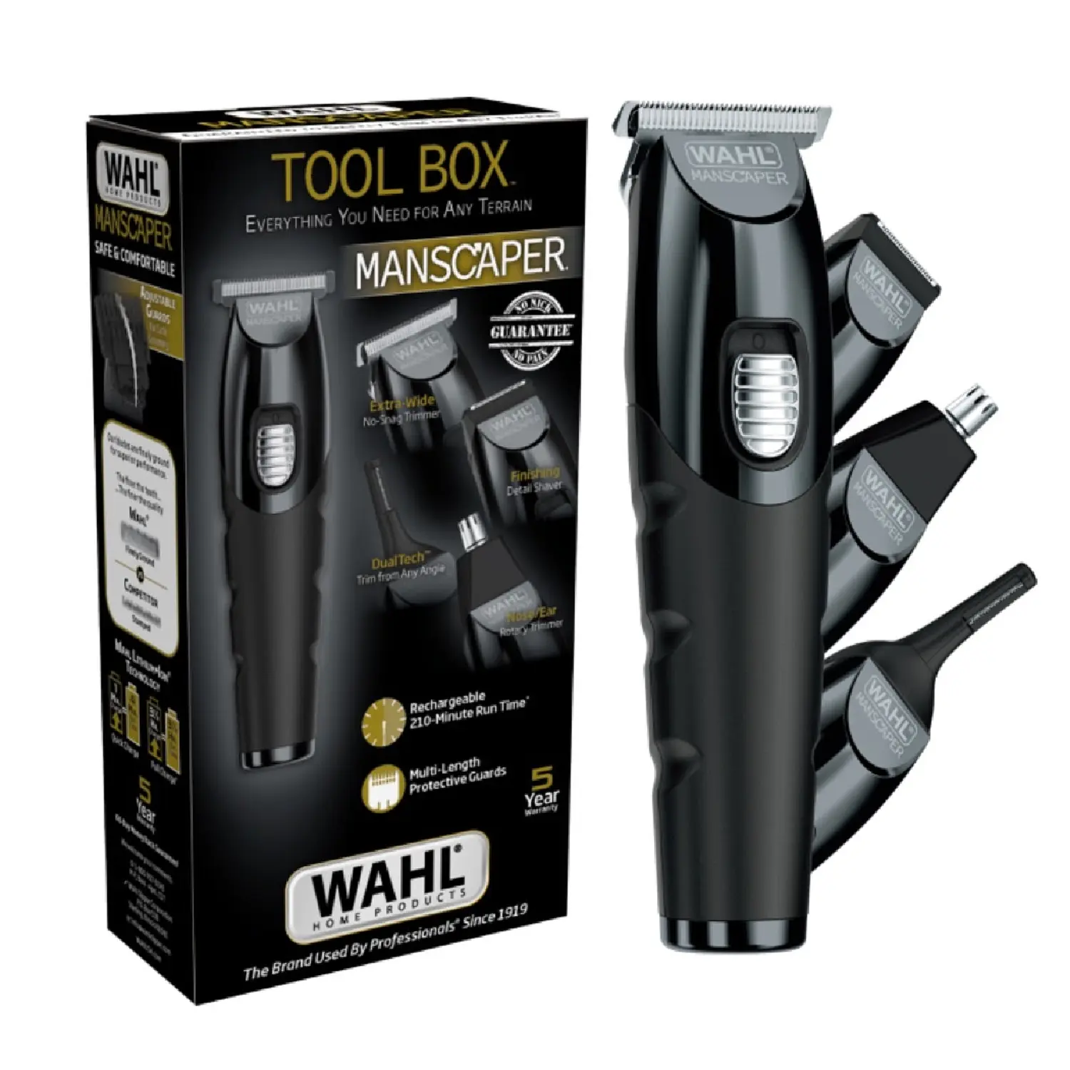 Wahl Manscaper Cordless Rechargeable Face And Body Trimmer Set With 4 Attachment Heads