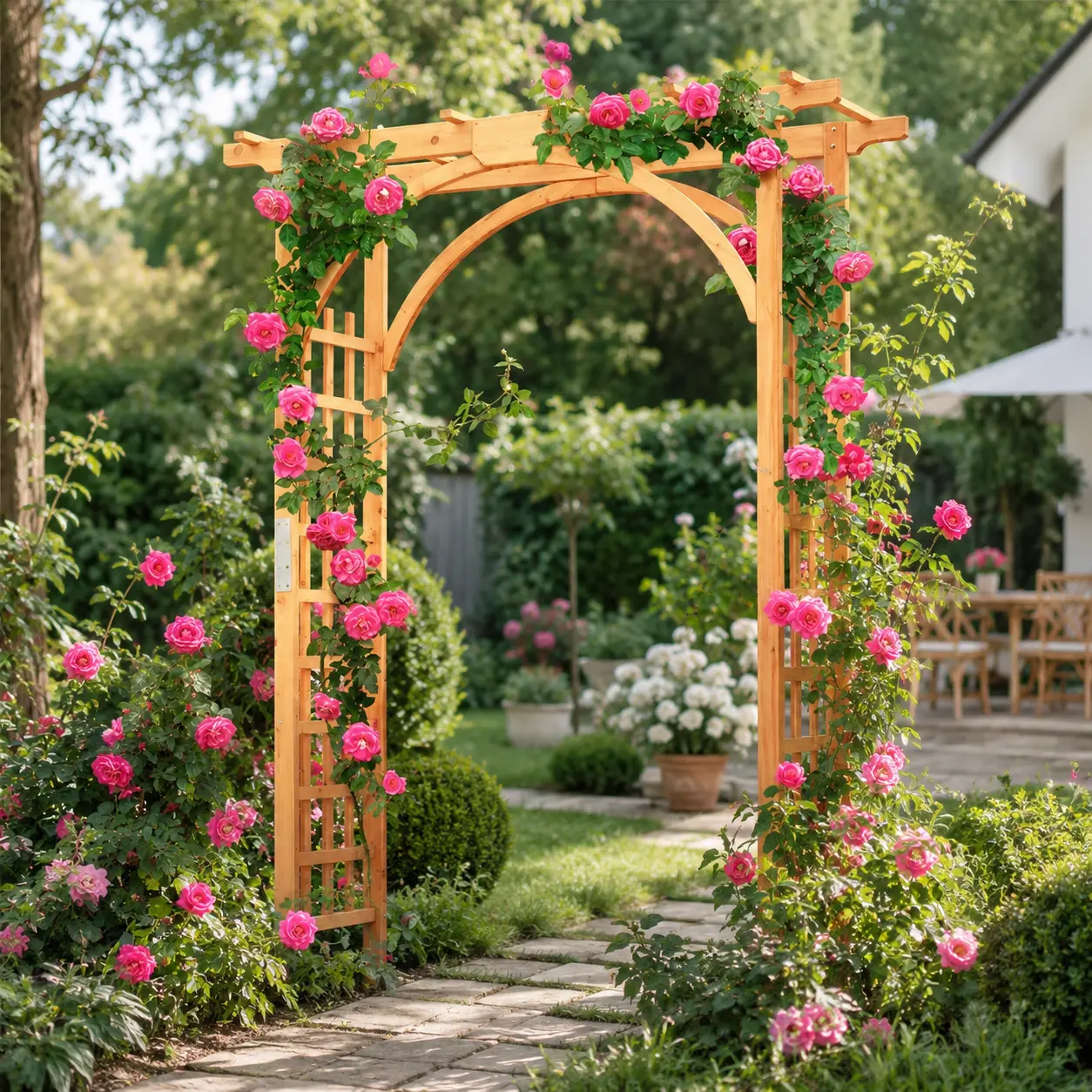 Yaheetech 85in Wooden Garden Trellis Horticulture Garden Arch Arbor for Climbing Planting Plant Stand in Garden Yard Outdoor, Brown