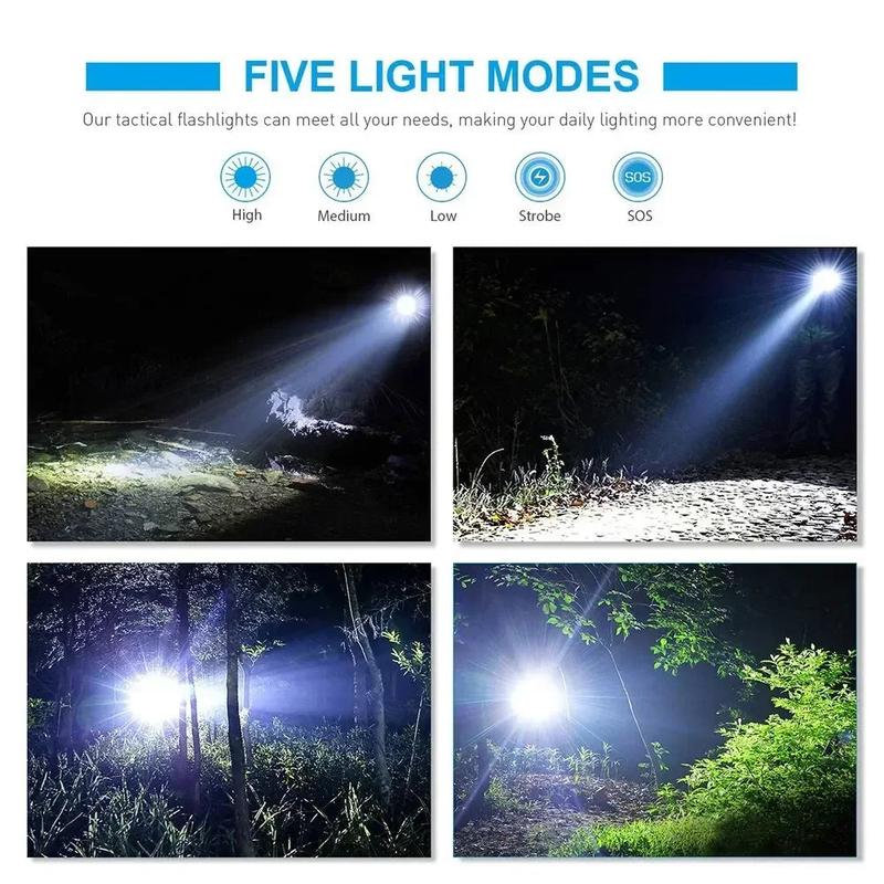 LED Flashlights,Portable Flash Light With 5 Modes & Zoomable,Bright Torch For Camping, Hiking Outdoor, Home Emergency Lighting