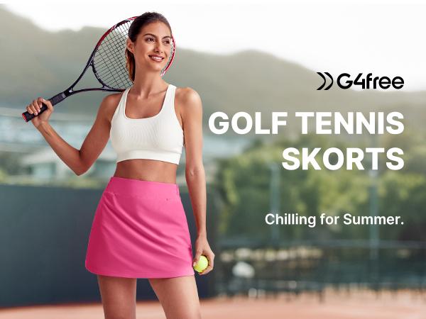 G4Free A Line Golf Skirts for Women Elastic High Waisted Tennis Skorts Soft Casual Athletic Inner Shorts with 4 Pockets