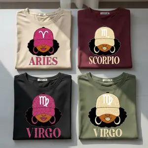 All 12 Zodiac Slay Girl T-shirt, Glitter Astrology Hat Graphic for Adults, Full Horoscope Star Sign Collection with Bold Zodiac Letter Design, Unisex Astrology Gift for Men And Women