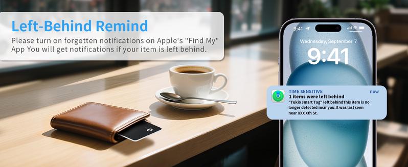 [Valentine's Day] Tukio Wallet Tracker Card, Wireless Charging Wallet Locator, Smart Tracker for Wallet(iOS Only), Wireless Positioning Tracker, Luggage, Phone, Passport & Other Items Tracking