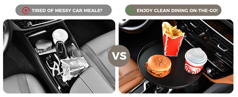 FLORICH All-in-One Car Organizer: Big Cup Holder Expander & 360° Rotating Tray. Universal Steering Wheel Mount Desk Car Tray for Food, Laptop, Drinks. Fits Auto Center Console. Big Cup Holder Expander for Car，Car Cup Holder