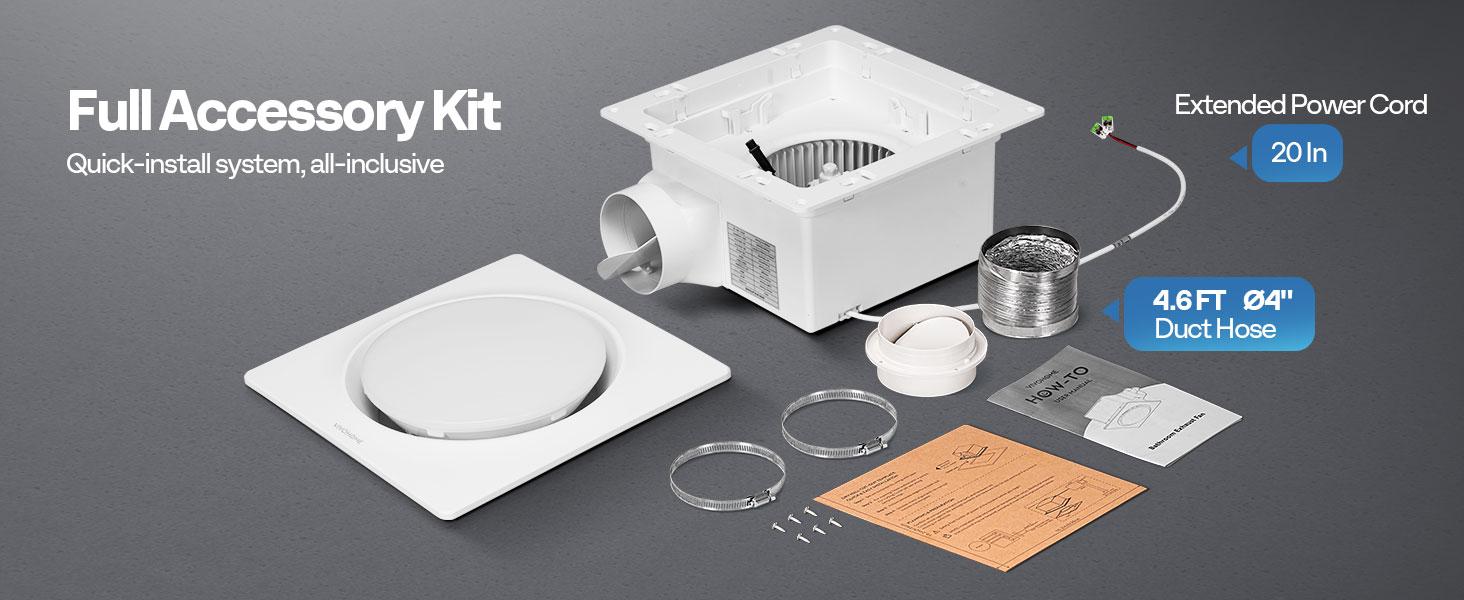 VIVOHOME Autoflow Bathroom Exhaust Fan with Light & Humidity Sensor (30-110-160CFM) - 2700K/4000K/5700K & Energy Efficient EC Motor, Constant Airflow (Install Kit, 4-in Duct) VIVOHOME Autoflow Bathroom Exhaust Fan with Light & Humidity Sensor (30-110-160CFM) - 2700K/4000K/5700K & Energy Efficient EC Motor, Constant Airflow (Install Kit, 4-in Duct)