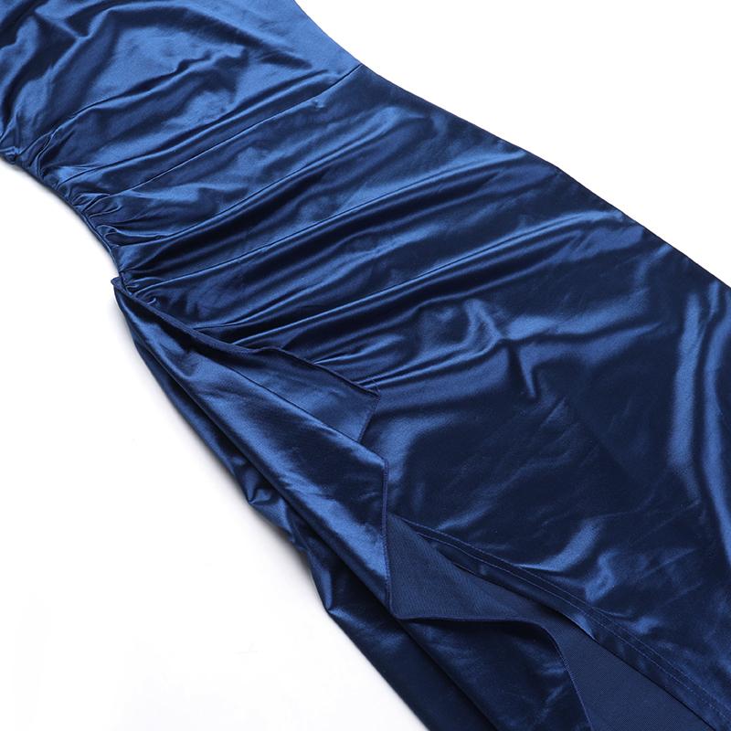 YL24531DGO-Womens Pleated Satin Evening Dress Elegant Split Maxi Formal Gown for Wedding Guest Prom Season Sexy Spring Party and Summer Gala