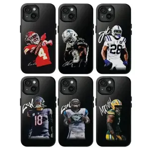 American Footballer Signature Sports Athlete Player Game Day Art Pattern Trendy Tough Phone Case. Athletic Aesthetic Heavy Duty Shockproof Protective Smartphone Cover for iPhone 17 Pro Max 16 Air 15 14 13 12 11.