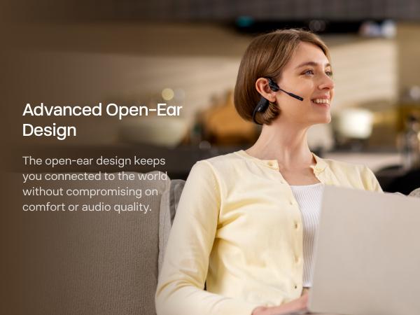 OpenComm2 UC 2025 Upgrade - Open-Ear Wireless Computer Headset with Boom Mic, Bone Conduction Bluetooth Stereo Headphones, USB-A/C Dongle Compatible with PC and Mac, Zoom Certified - C120UC