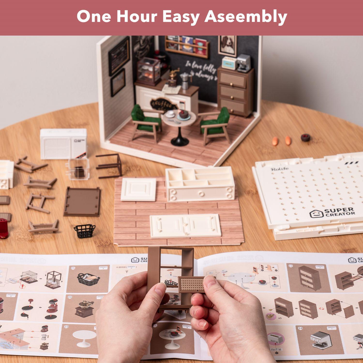 Rolife DIY Miniature House Kit with Furnitures Tiny Cafe Store Making Kit Creative Gifts for Teens Adults Home Decor Rolife DIY Miniature House Kit with Furnitures Tiny Cafe Store Making Kit Creative Gifts for Teens Adults Home Decor