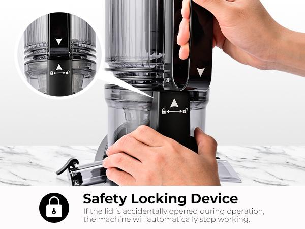 SUSTEAS Cold Press Juicer 5.3-Inch Large Feed Inlet Easy to Clean High Juice Yield for Whole Vegetables & Fruits Household Appliance