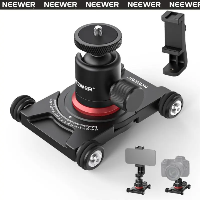NEEWER SD001 Manual Camera Slider Dolly with Adjustable Ball Head & Phone Clamp for Smartphone, Mirrorless & Vlog Cameras (TikTok Shop Back to School)