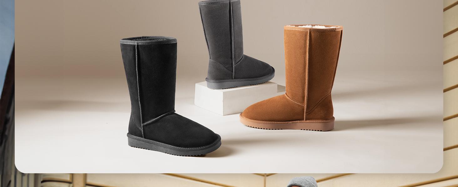 Dream Pairs High-Top Slip-On Snow Booties – Plush Faux-Fur, Memory-Foam, Anti-Slip Outdoor Sole