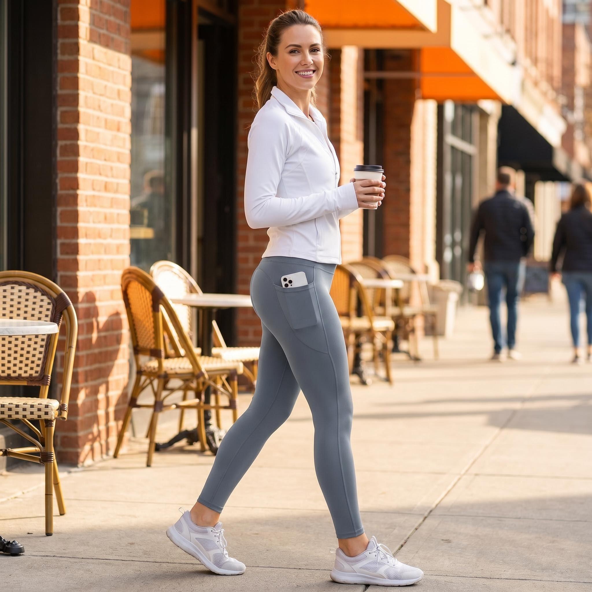 OKP Women's 5-Pack Solid High-Waist Pocket Sports Leggings - Comfy Breathable Skinny Active Gym Pants, Athleisure Fitness Pants for Yoga, All-Season Women's Clothes, Clothes For Women,clothes for back to school,first day of school outfits