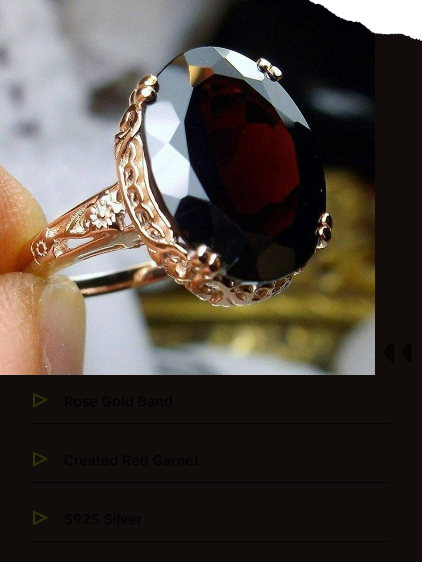 Sterling Silver 14mm Oval Red Garnet Rose Gold Ring - TikTok Shop