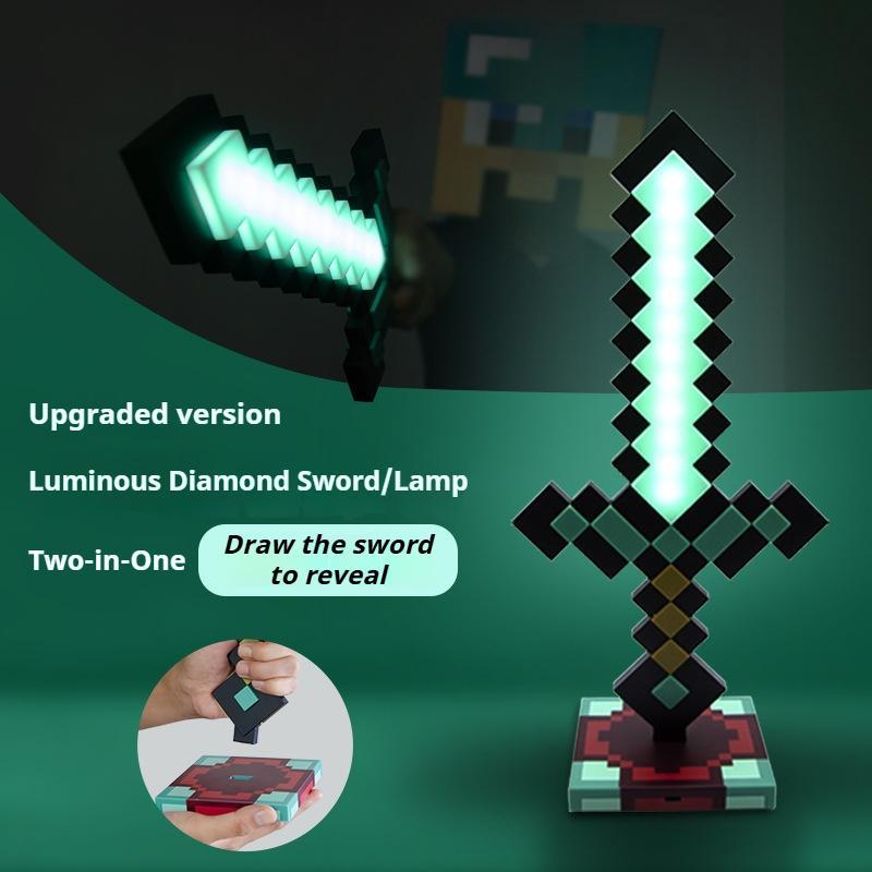 Diamond Sword Night Light Ornament, Color Changing Sword Game Accessory Gift Toy Model Table Lamp Decoration Christmas Gift