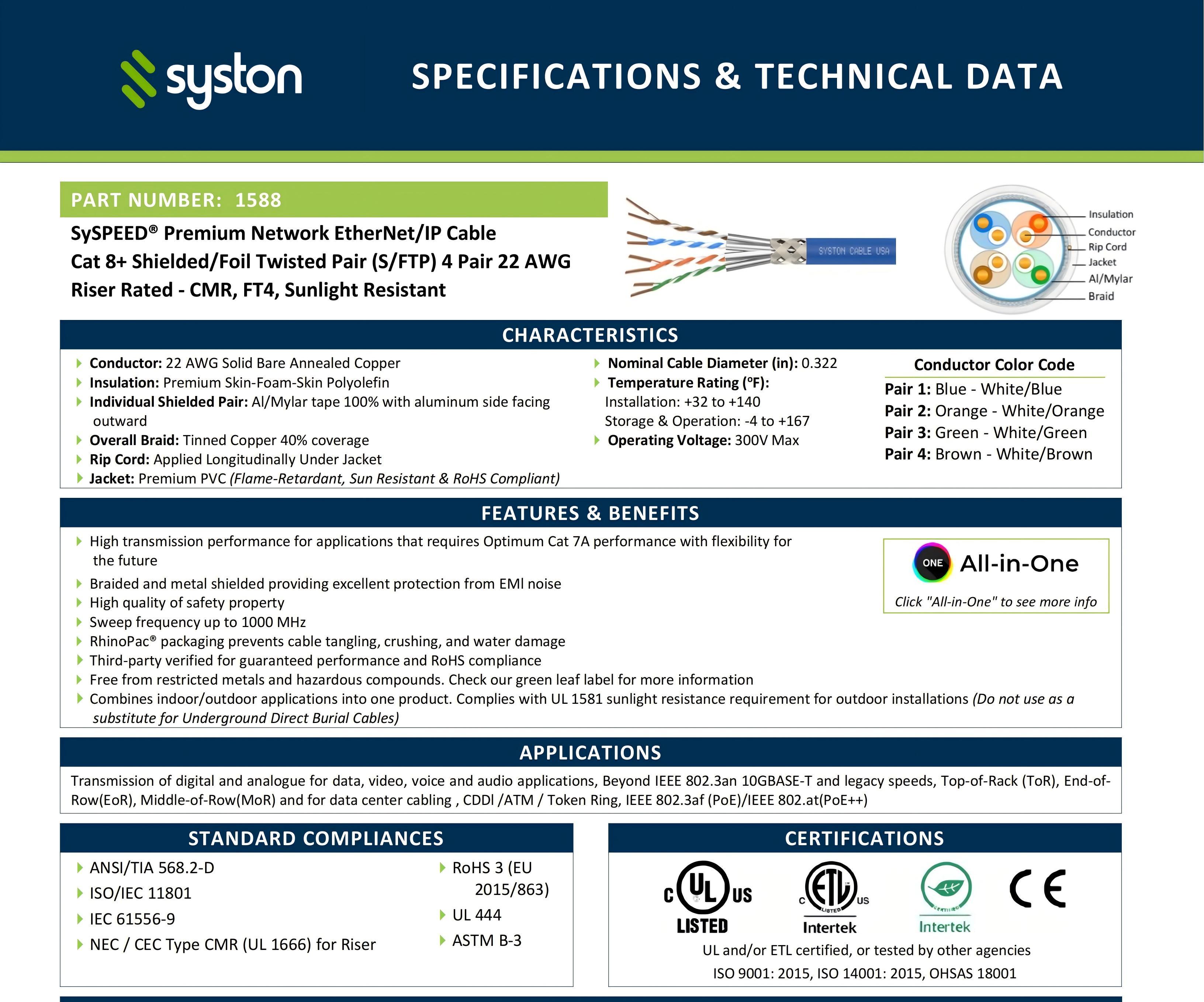 SYSTON Cat8 Ethernet Patch Cable 40Gbps 2000MHz Heavy Duty 22AWG S/FTP Shielded LAN Cable for Gaming, Router, PS5, Xbox, Modem, PoE++ SYSTON Cat8 Ethernet Patch Cable 40Gbps 2000MHz Heavy Duty 22AWG S/FTP Shielded LAN Cable for Gaming, Router, PS5, Xbox, Modem, PoE++