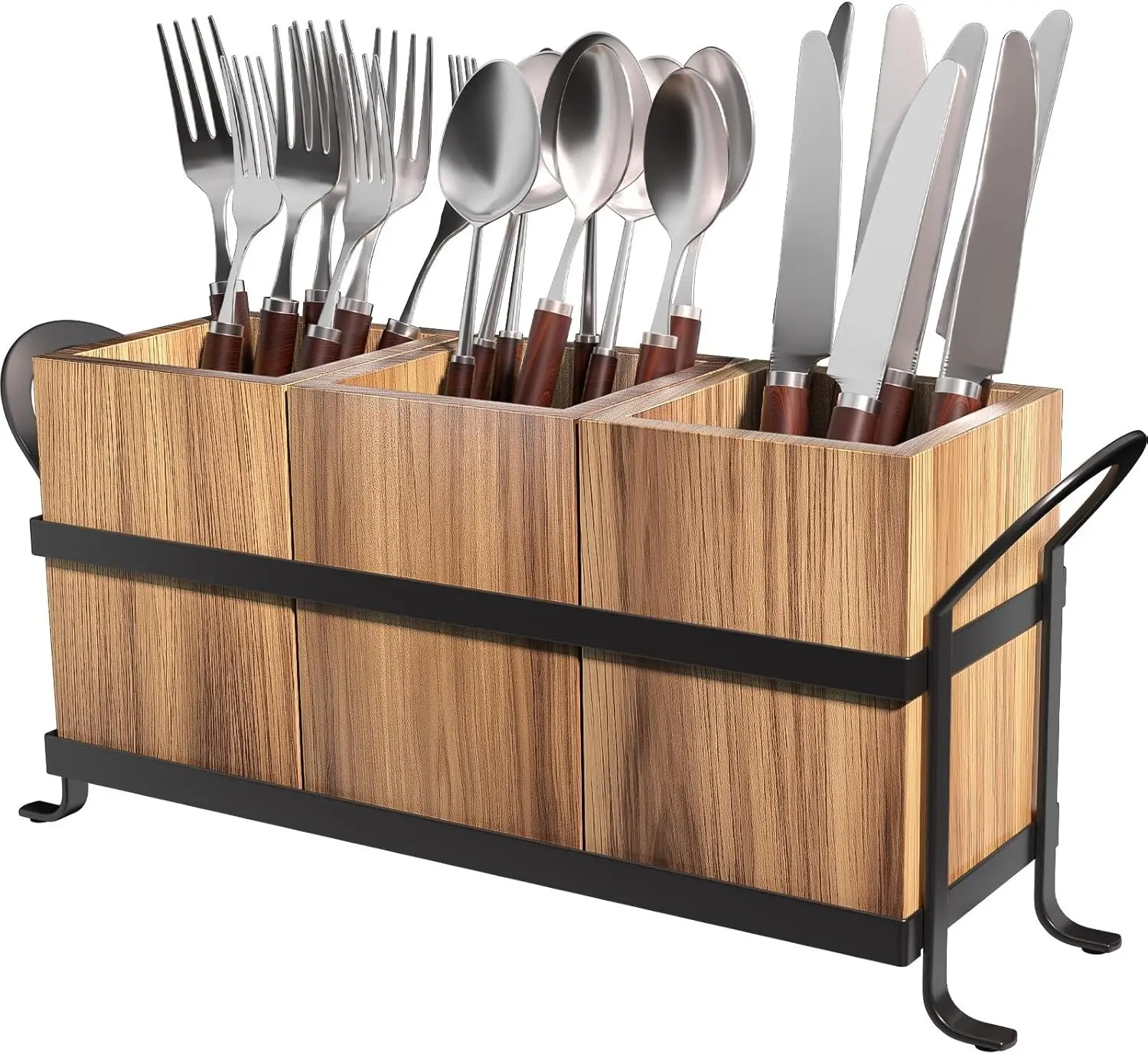 Sebastian CADIA Wooden Versatile Storage Rack - Compact, Stable Kitchenware Knife Holder, Organizing Makeup Brushes, Fits Small Spaces Countertop/Tabletop Storage, Knifeholder