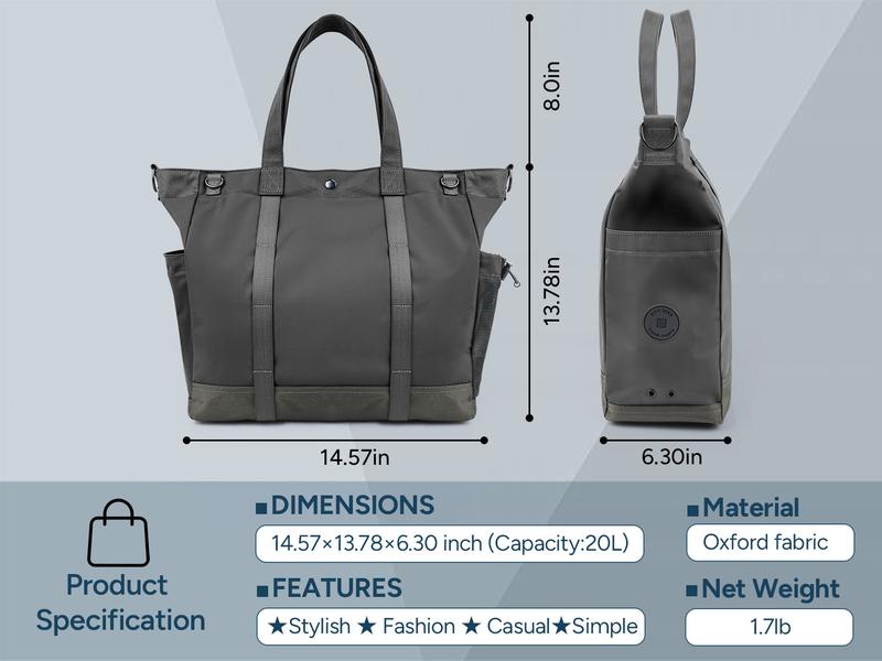 travel inspira Laptop Tote Bag for Women/Men, ​​Versatile​​ Work Bag with Adjustable Shoulder Strap, Water-Repellent ​​Travel-Ready​​ Duffle Bag with Reinforced Bottom for Travel, Work, School and Business