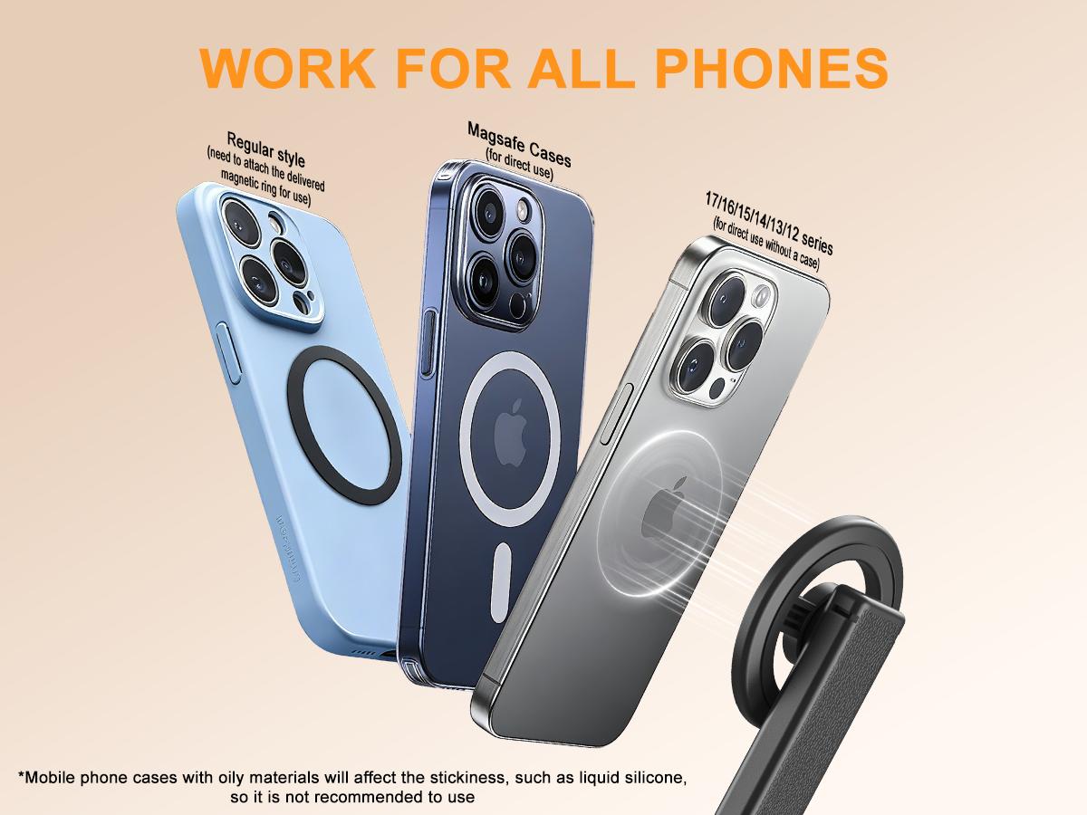 2026 Upgraded 4-in-1 Magnetic Selfie Stick: 25in Extended Length, Enhanced Stability, Wireless Bluetooth Remote, 360° Rotation, Universal Phone Fit